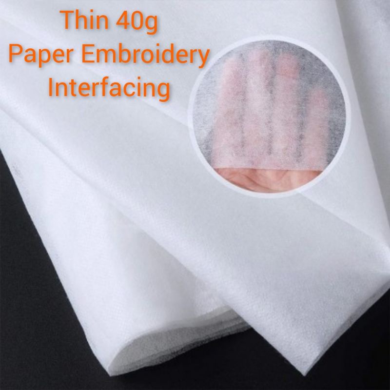 60178 Thin Single sided glue INTERFACING 40g- Thin Paper Embroidery ...