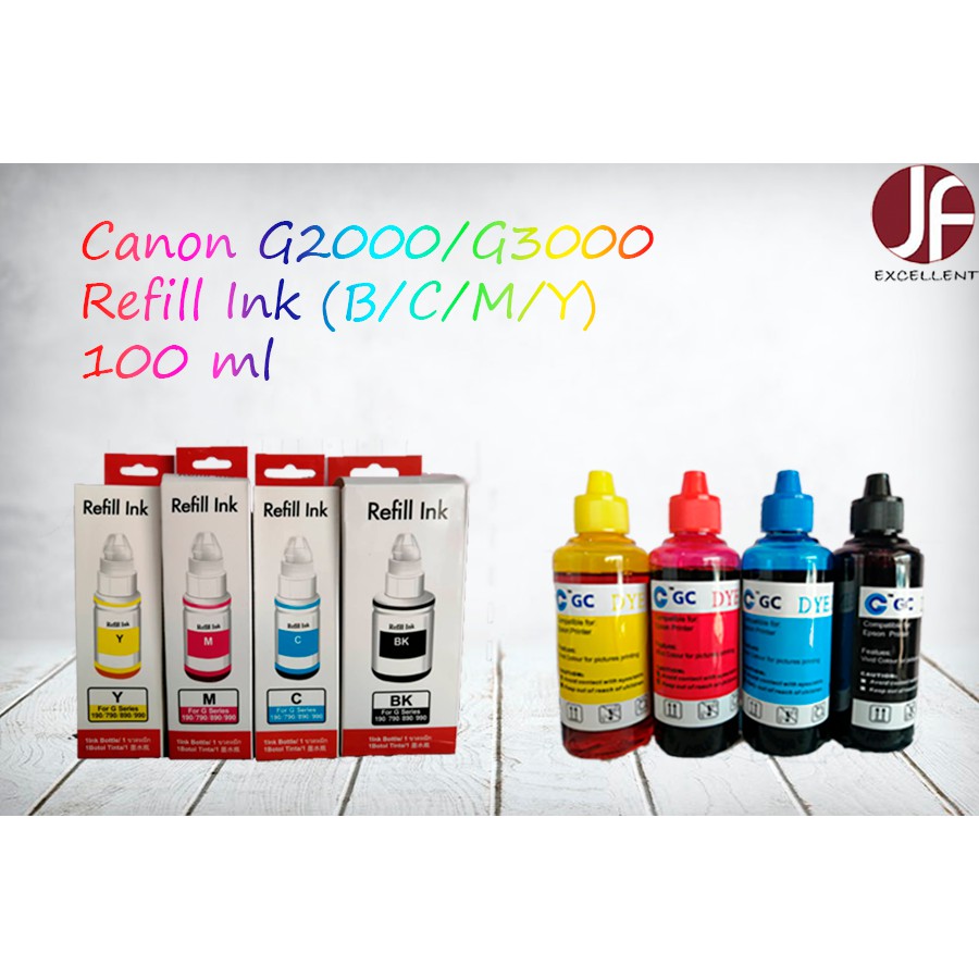 Canon G2000/G3000 Compatible Refill Ink B/C/M/Y (100ml/Btl) | Shopee ...