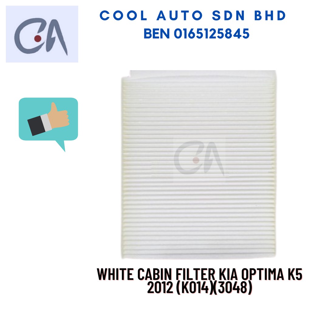 🔥READY STOCK 🔥WHITE CABIN FILTER KIA OPTIMA K5 2012 (K014)(3048