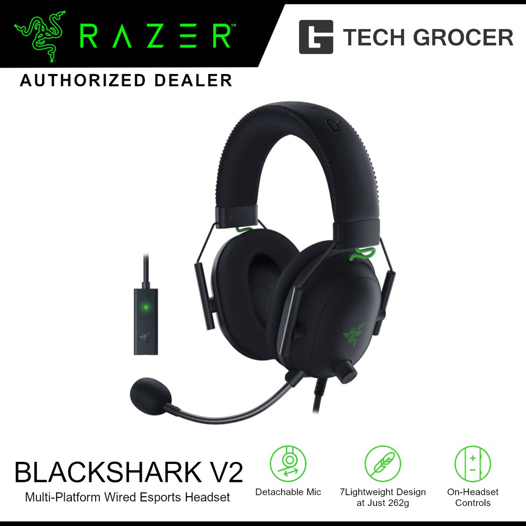 Razer Blackshark V2 Multi Platform Wired Esports Headset With Usb Sound Card Black Shopee