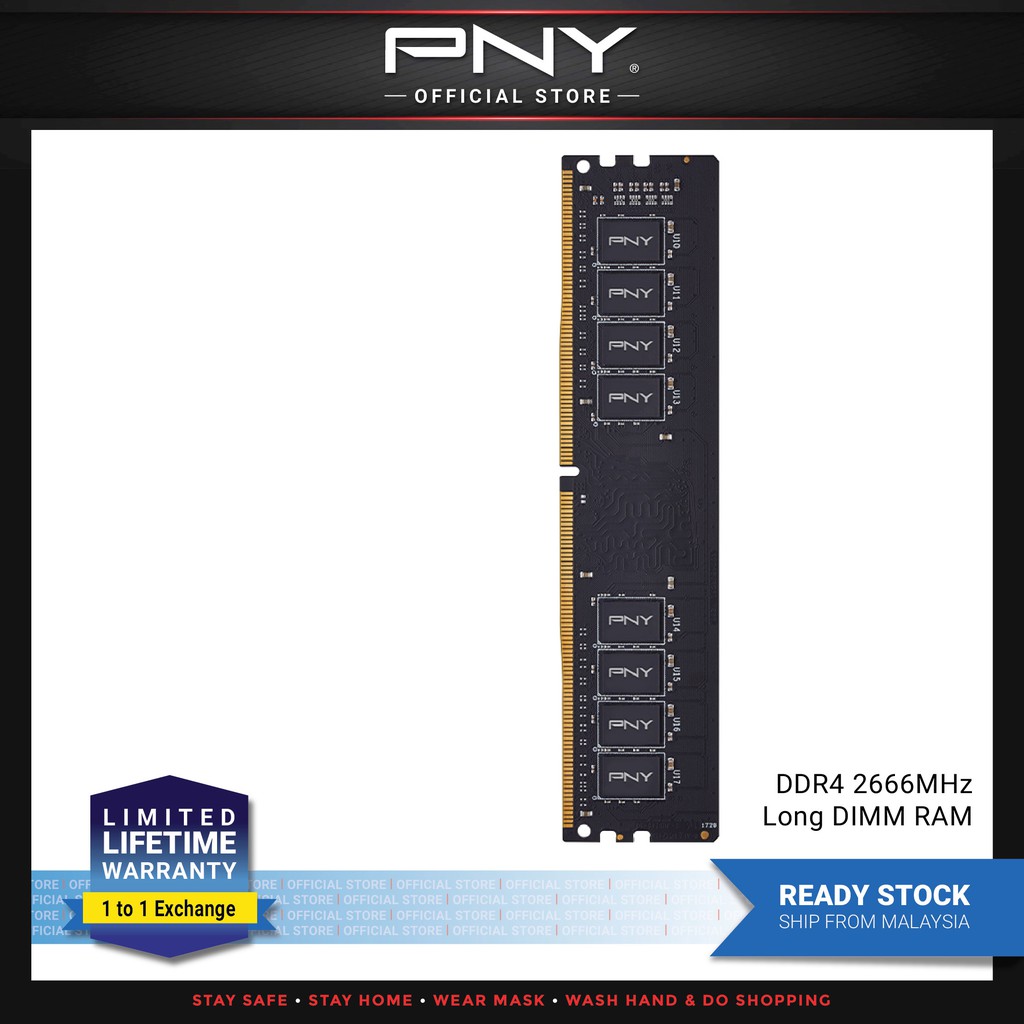 PNY DDR4 2666/3200MHz CL19/CL16 Desktop Memory Single Channel RAM 8GB ...