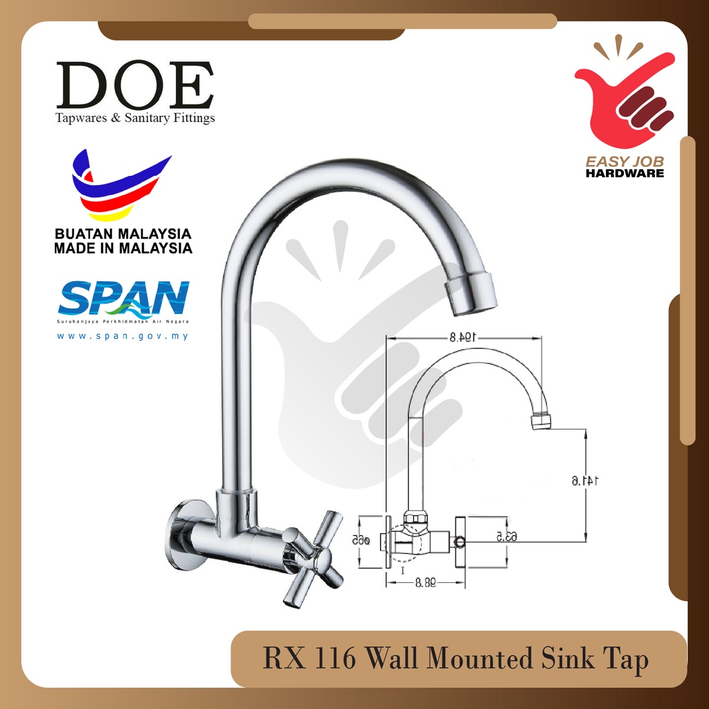 DOE Kitchen Sink Taps Type For Wall I Pillar Tap Cw Arrowline Blue ...