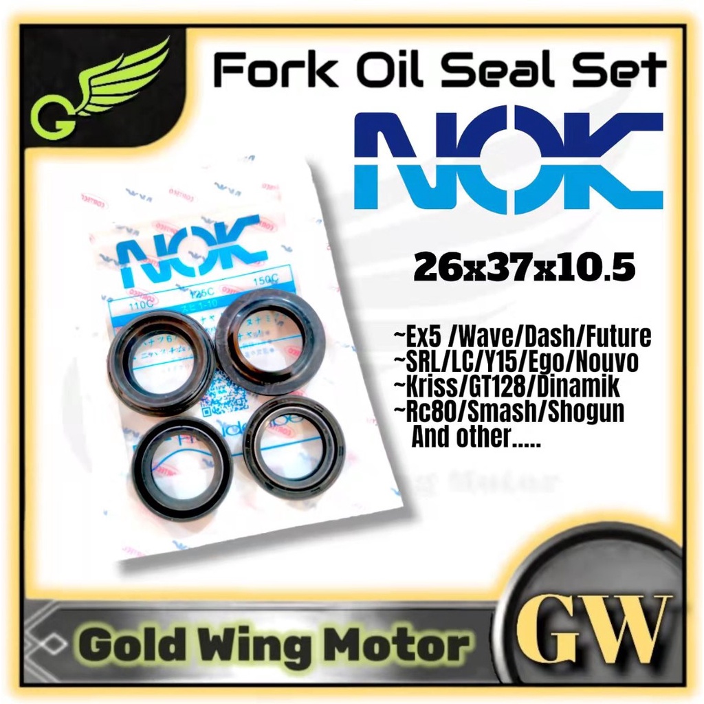 NOK FORK OIL SEAL SET 26/37 DUST SEAL 26X37X10.5 26 37 LC135 Y15 EX5