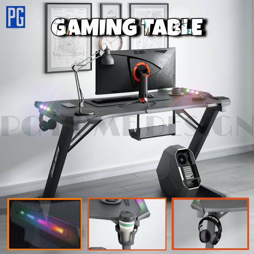 PG HOME:-Gaming Table LED High Quality Gaming Desk Computer Table Meja ...