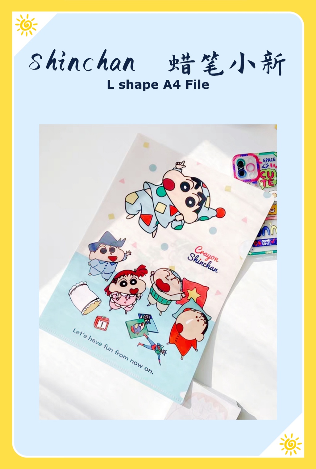 Cute crayon Shinchan cartoon folder A4 single L-clip data sorting file ...