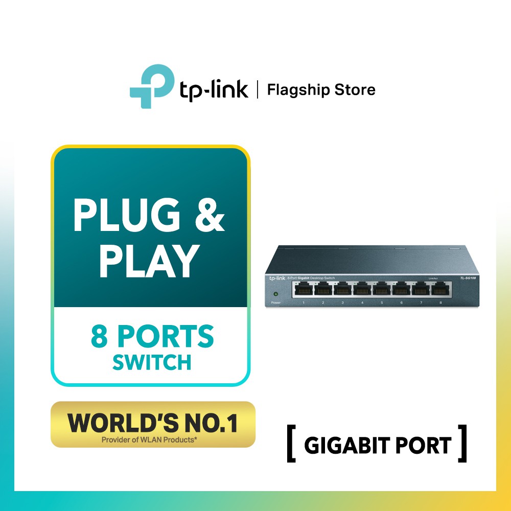 TP-LINK TL-SG108 8-Port 10/100/1000 Gigabit Desktop Switch - Micro