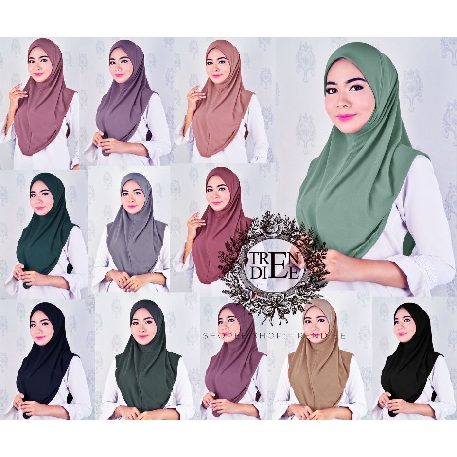 Tudung Sarung Moscrepe Soft Awning Plain Dewasa Berdagu Saiz