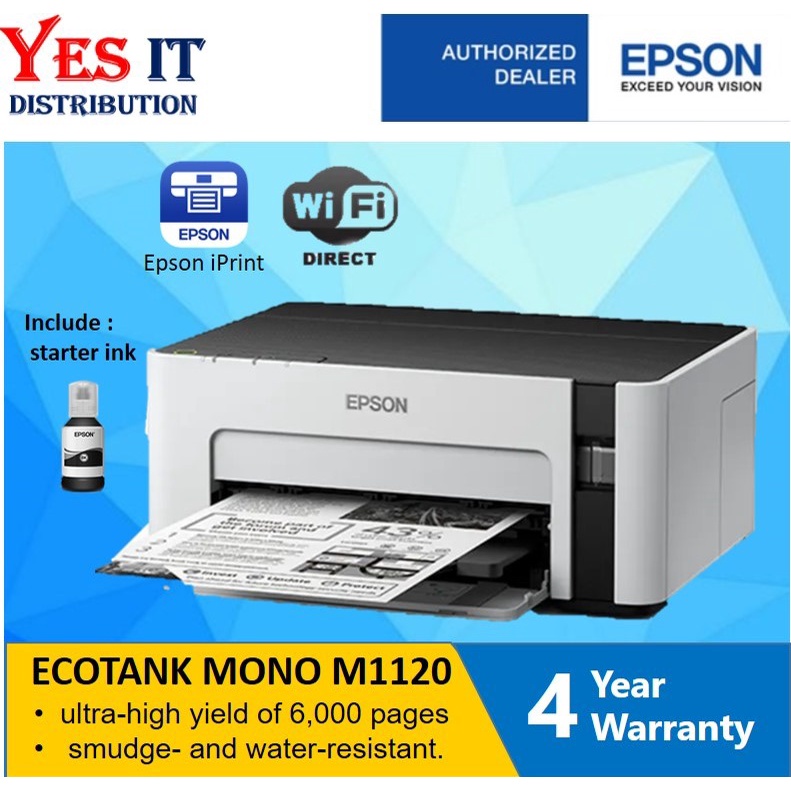 Epson EcoTank Monochrome M1120 Wi-Fi Ink Tank Printer | Shopee Malaysia