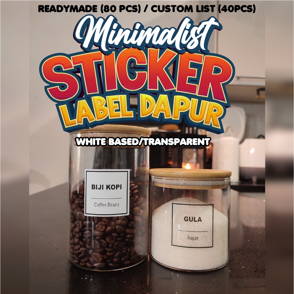 Readymade Custom Pcs Sticker Label Sticker Dapur White Based Transparent Waterproof