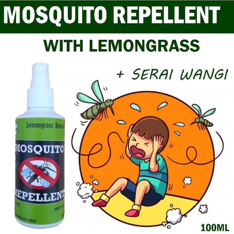 Mosquito Repellent 100ml Lemongrass spray. Semburan Serai wangi
