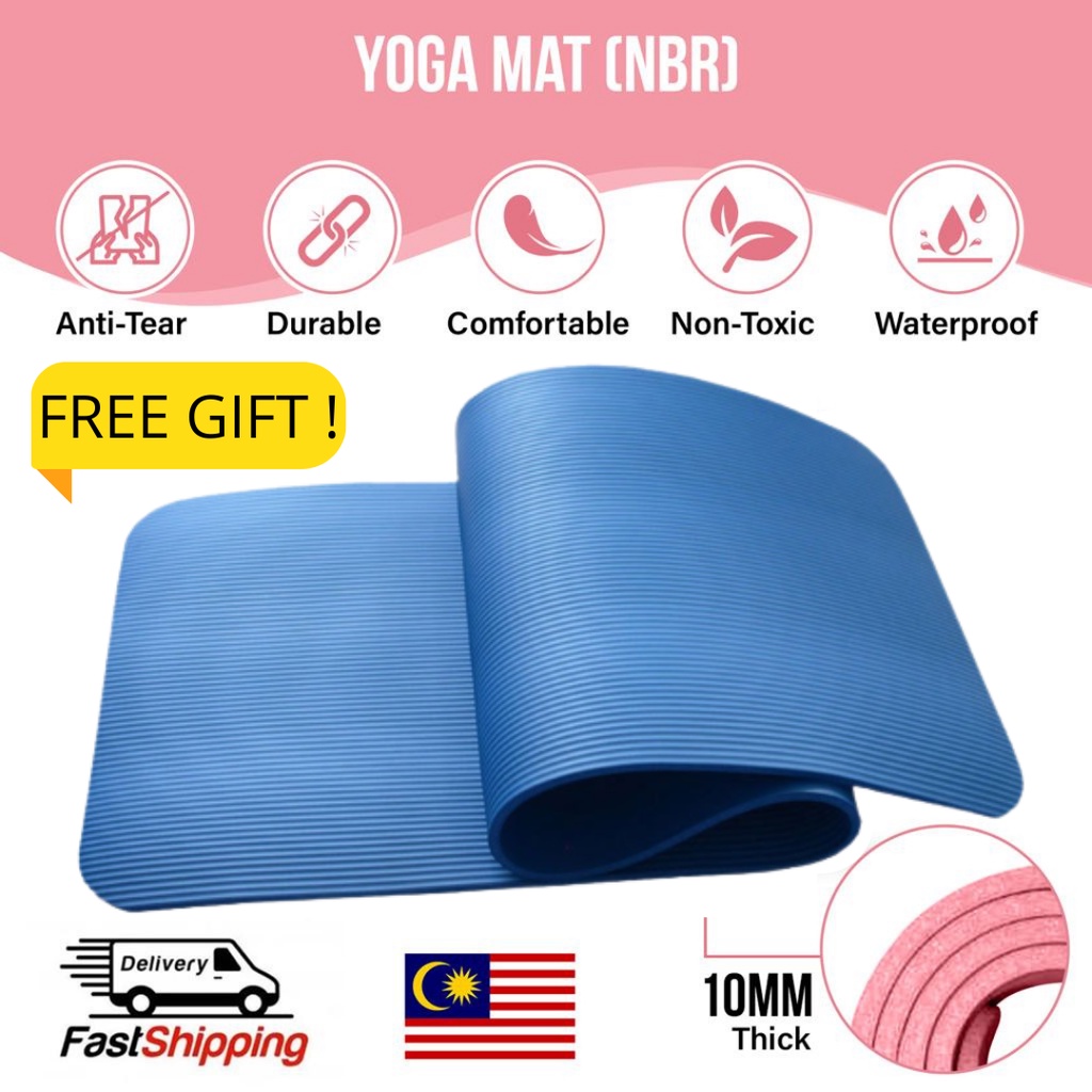 [Blue] Yoga Mat NBR Exercise Mat Gym Equipment Gym Mat Exercise Mat ...
