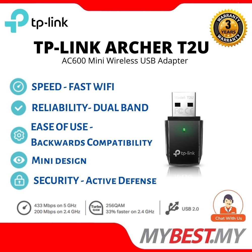 TP-Link Archer T2U / T2U Plus AC600 High Gain Wireless Dual Band USB ...