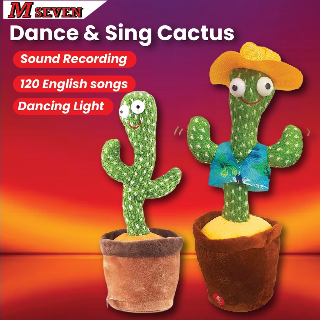 Dancing Cactus Toy Electronic Plush Cactus Toy Singing+Talking+