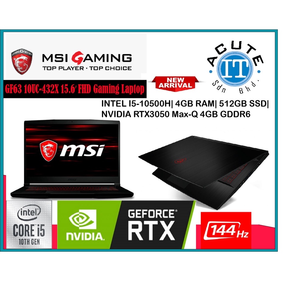  2021 Newest MSI GF63 Thin Gaming 15 Laptop, 15.6 FHD