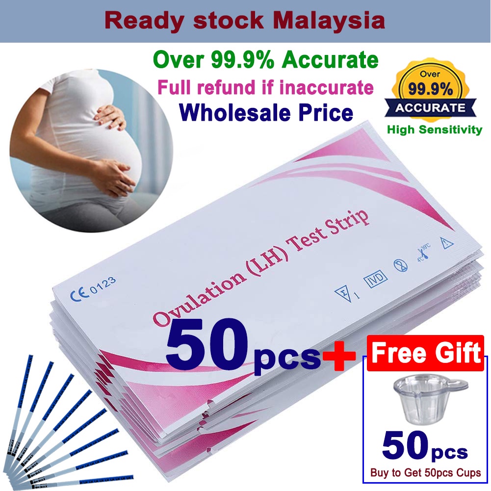 50pcs Ovulation Test Strip Kit OPK LH Ovulasi + Free 50pcs Urine Cups