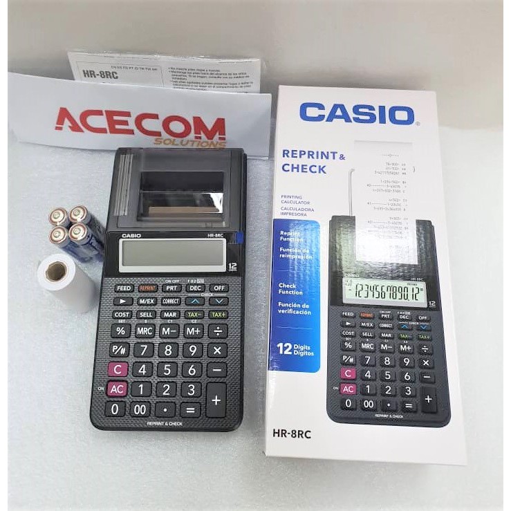 (FREE Adaptor) Casio HR8RC HR8RC HR8 HR8RCBK Black Mini Printing