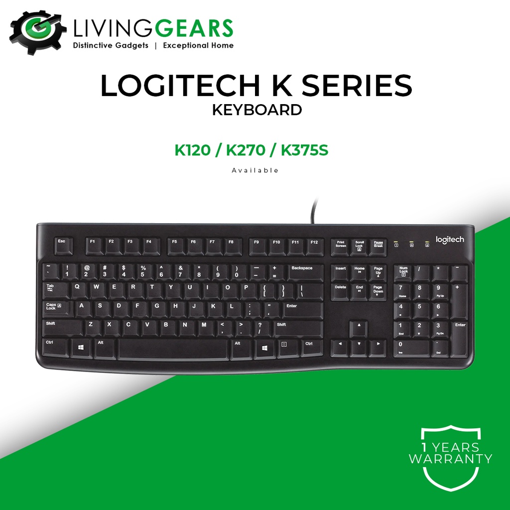 Logitech K120/K270/K375S USB Wired/Wireless/Bluetooth Keyboard Shopee
