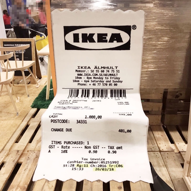 IKEA x Virgil Abloh Carpet Karpet Receipt Design Carpet Floor Mat ...