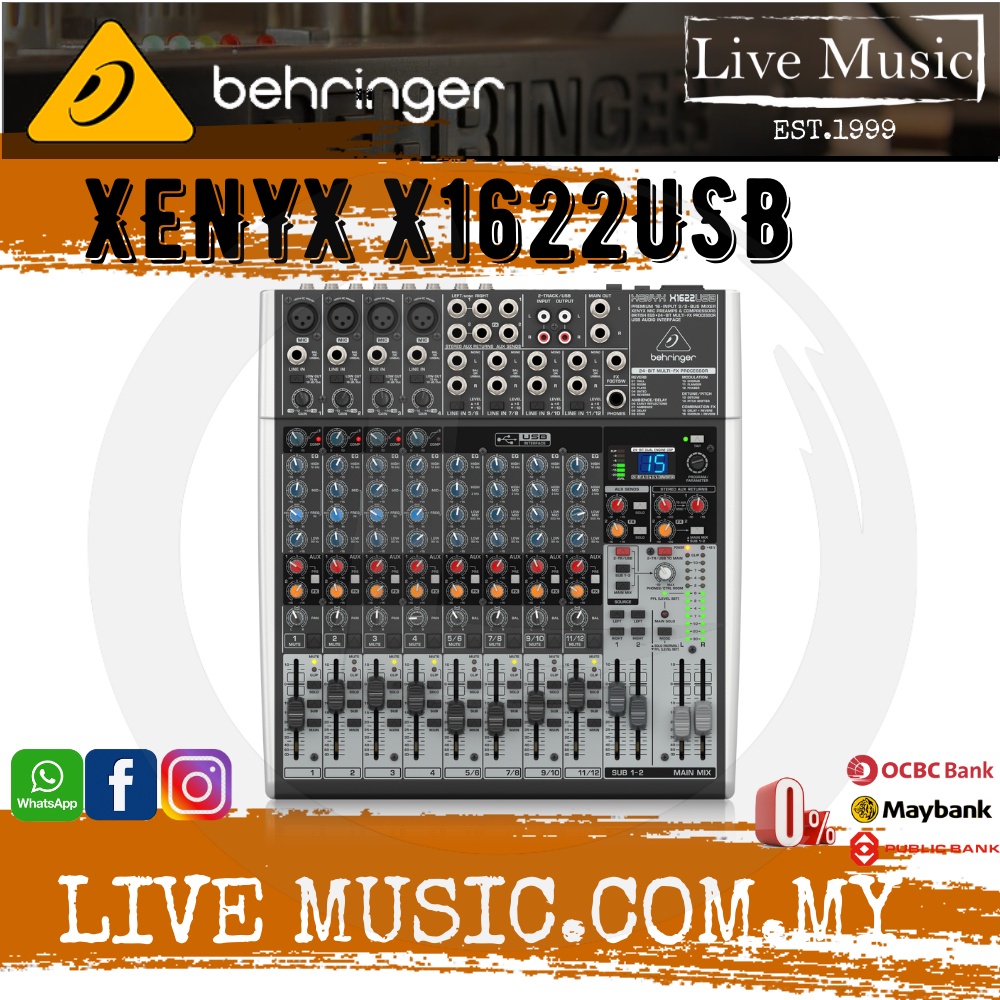 Behringer XENYX X1622USB 12channel Mixer with USB and Effects