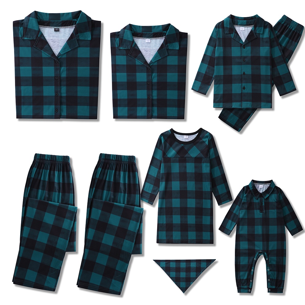Christmas Family Matching Green Plaid Pajamas Set Mommy and Me Clothes ...
