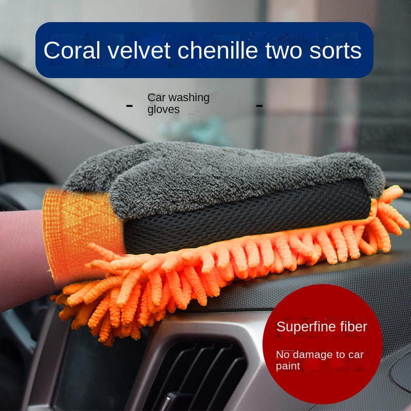 Waterproof Car Wash Microfiber Chenille Gloves Thick Car Cleaning Mitt
