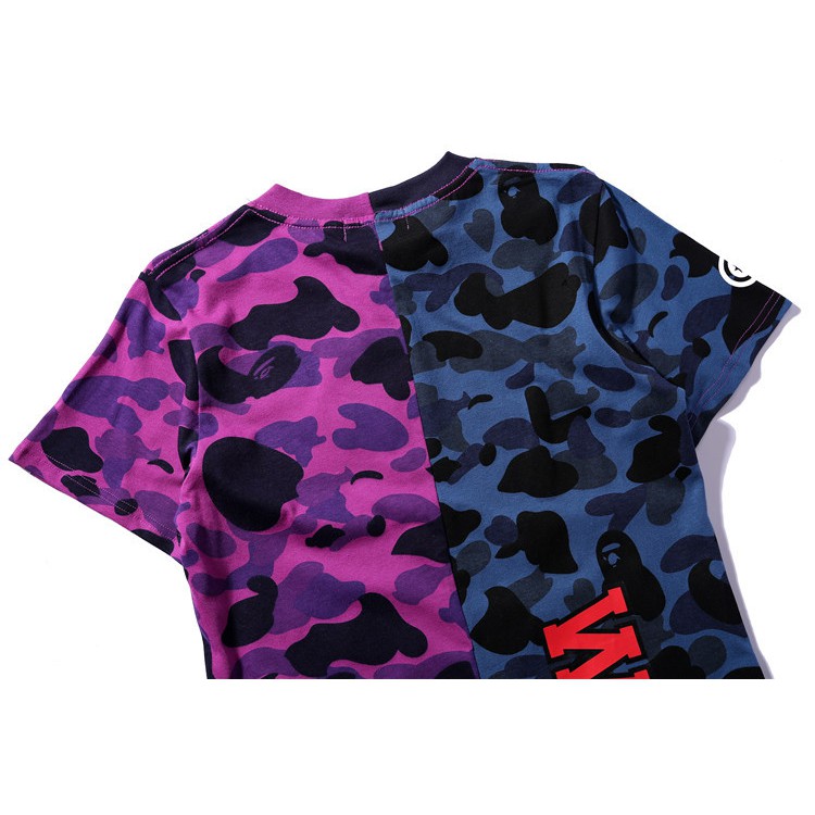 Bape half blue half purple shirt online