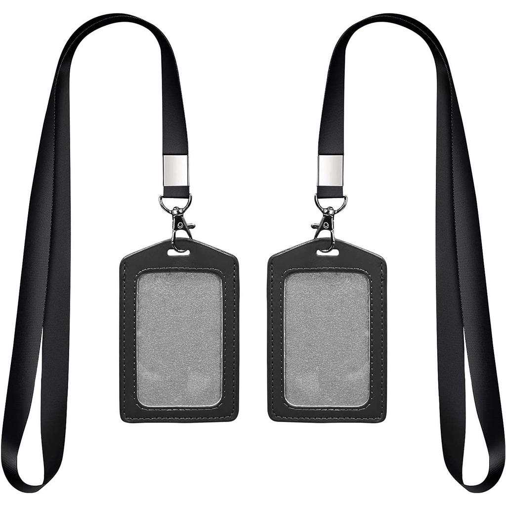 2 Pack Black Badge Holder with Lanyard,Detachable Neck Lanyards for ID ...