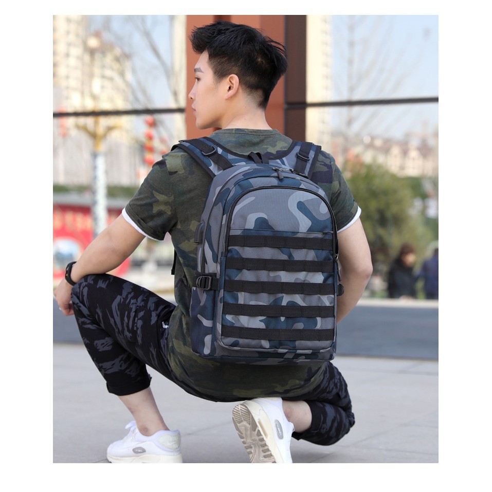 PUBG Level 3 Backpack Gamer Bag Army USB Port 15.6 Laptop Gaming Battle Grounds Water Resistant Travel Beg Galas Shopee Malaysia