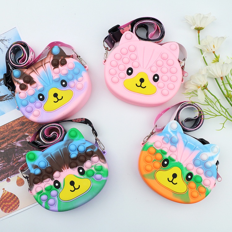 Pop It Fidget Toy Crossbody Bags for Kids Toy Handbags Purse Stress