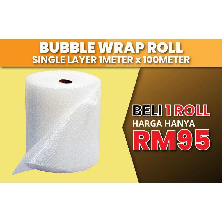 BUBBLE WRAP 1 METER X 100 METER SINGLE LAYER BIG AIR BUBBLE PREMIUM (1 big roll) Shopee Malaysia