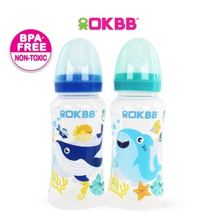 OKBB Twin Pack Baby Feeding Bottle Standard Neck Teats Feeding Essentials 9  Oz (270ml) B231P