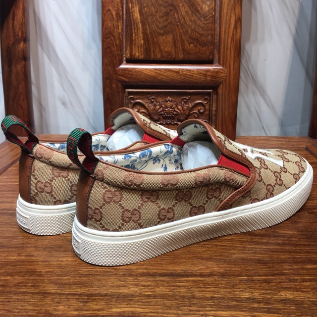 🆕️ Auth GUCCI GG Logo Canvas NY YANKEES™ Patch SLIP ON Sneakers 12G  US-12.5