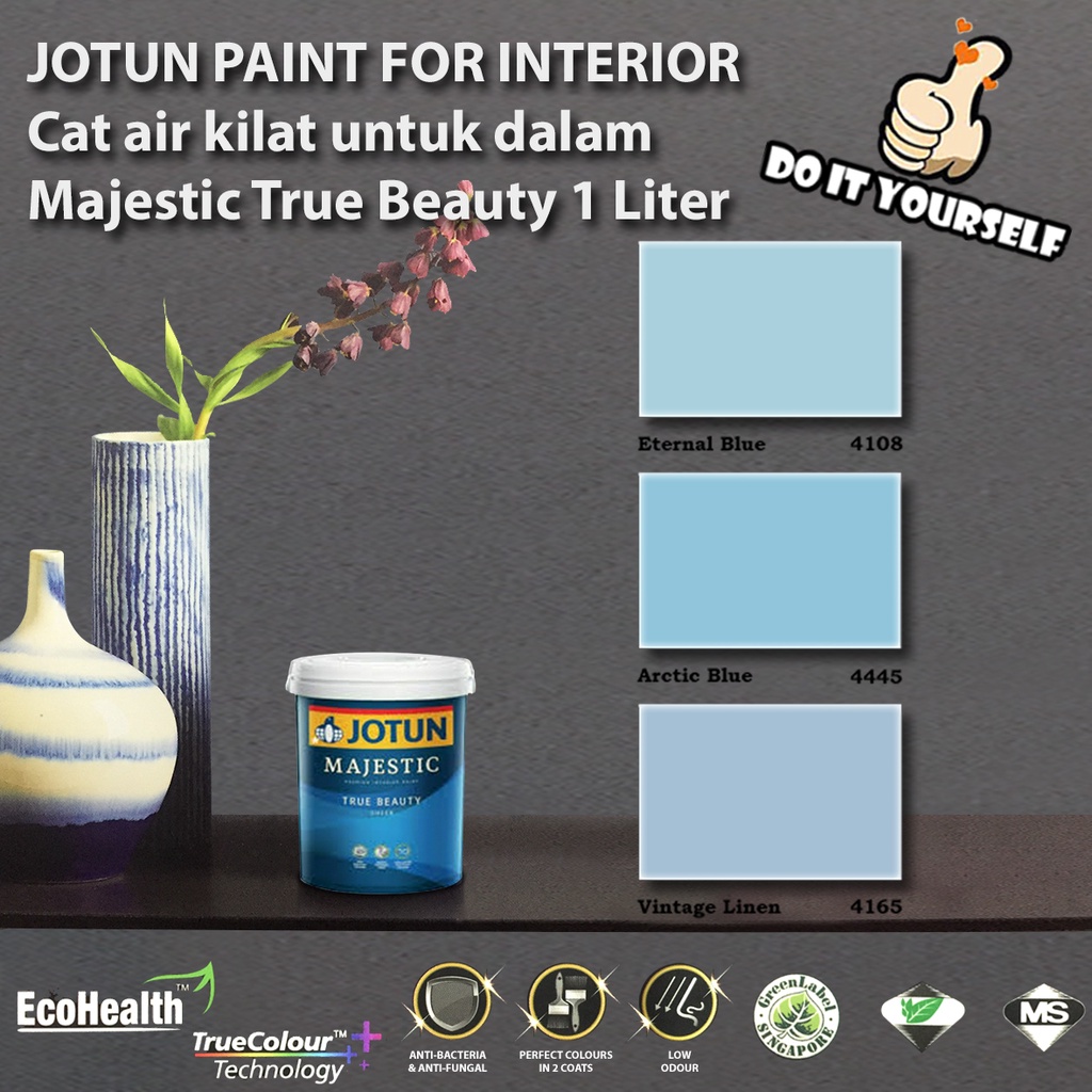 Jotun Majestic True Beauty Collection 1 Liter Eternal Blue 4108 / Arctic Blue 4445 / Vintage