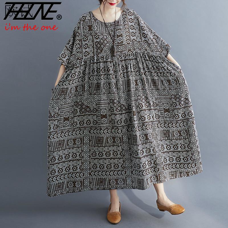 Thhone Oversize Dresses Women Clothing Big Sizeboho Print Flower Plus Size Summer Beach Floral 2408