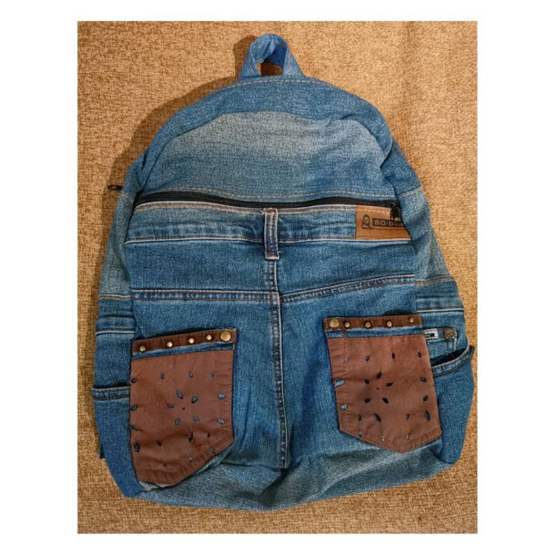 casual blue denim backpack bag /beg galas denim bergaya | Shopee Malaysia