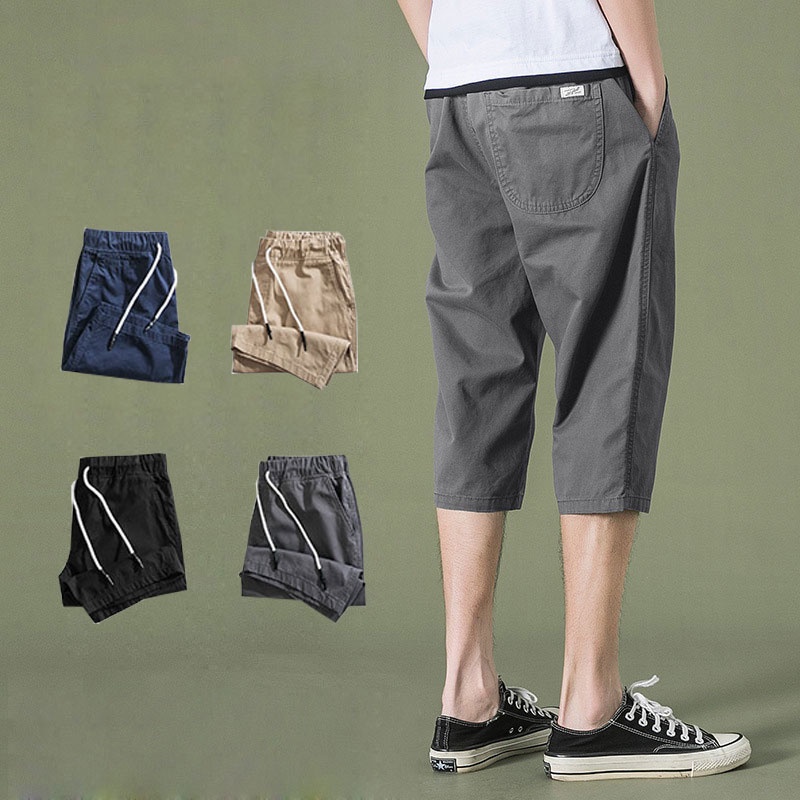 Three Quarter Pants Men Korean 3 Quarter Pants Casual Shorts Cropped 3 4 Pants M 4XL Shopee Malaysia