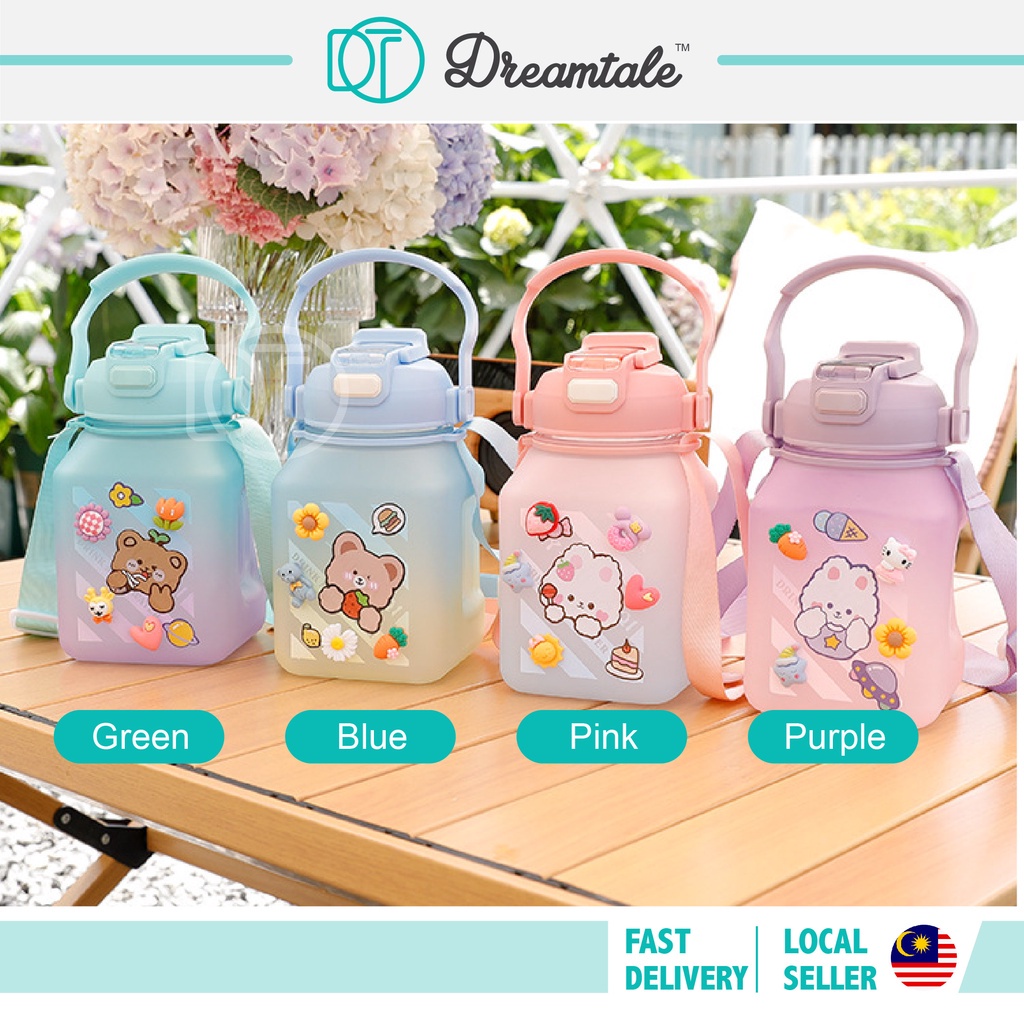 Dreamtale 1200ml Square Water Bottle Free 2D Sticker Kids Bottle ...