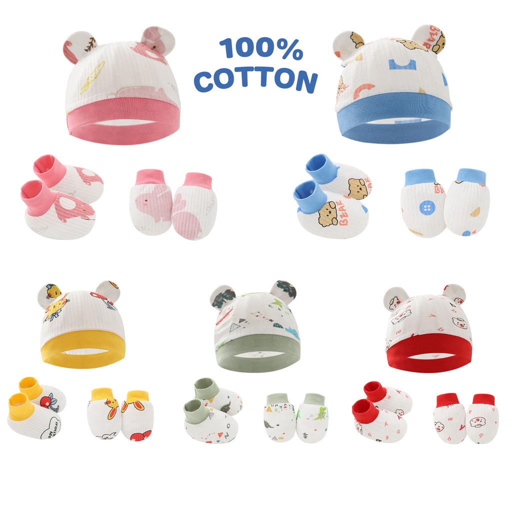 Baby Hat Mitten and Booties Set Mittens and Booties Pattern Newborn Baby Sarung Tangan Baby