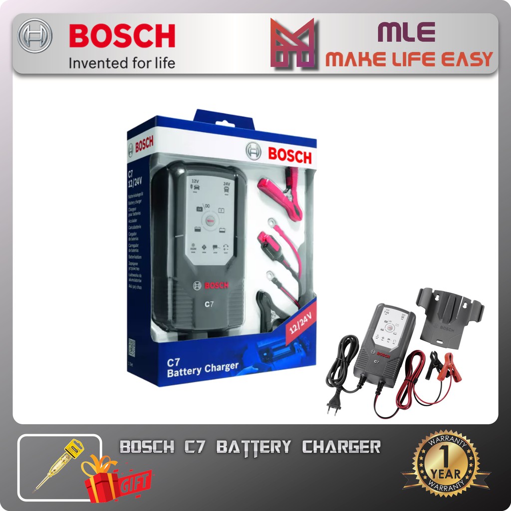 BOSCH AA C7 Fully Automatic 12V/24V Lead-Acid Battery Charger - 6 Charging  Mode