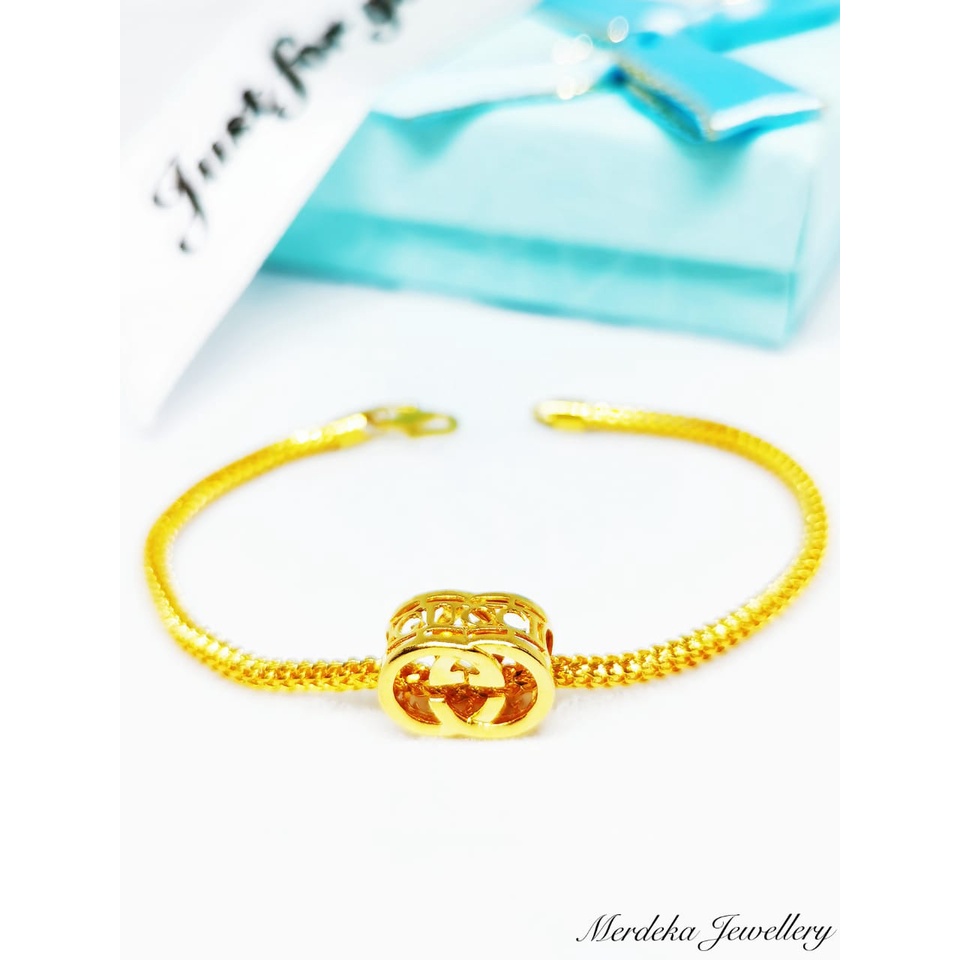 Merdeka 916 Gold Pandora Charm & Beads Logo 'Gucci' (PGC000001 ...