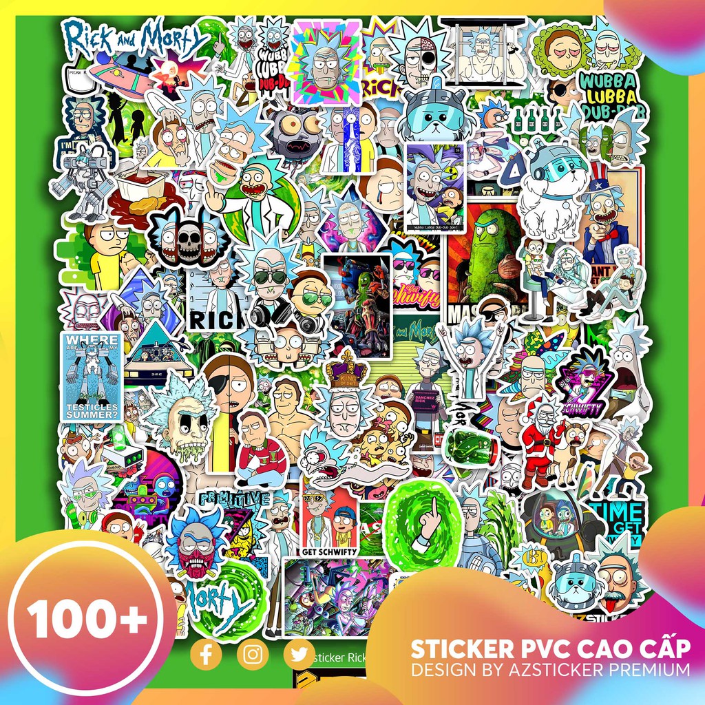 [ Factory ] Set of 50 Rick And Monkey Theme Stickers Waterproof Helmet ...