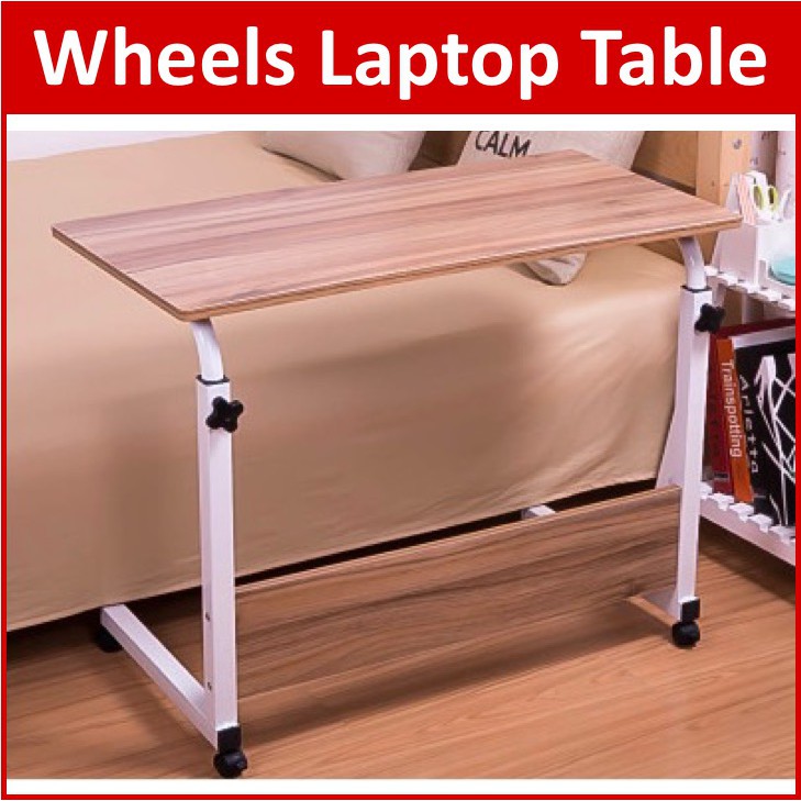 Laptop Table with Wheels Study Portable Desk PC Desk Notebook Stand ...