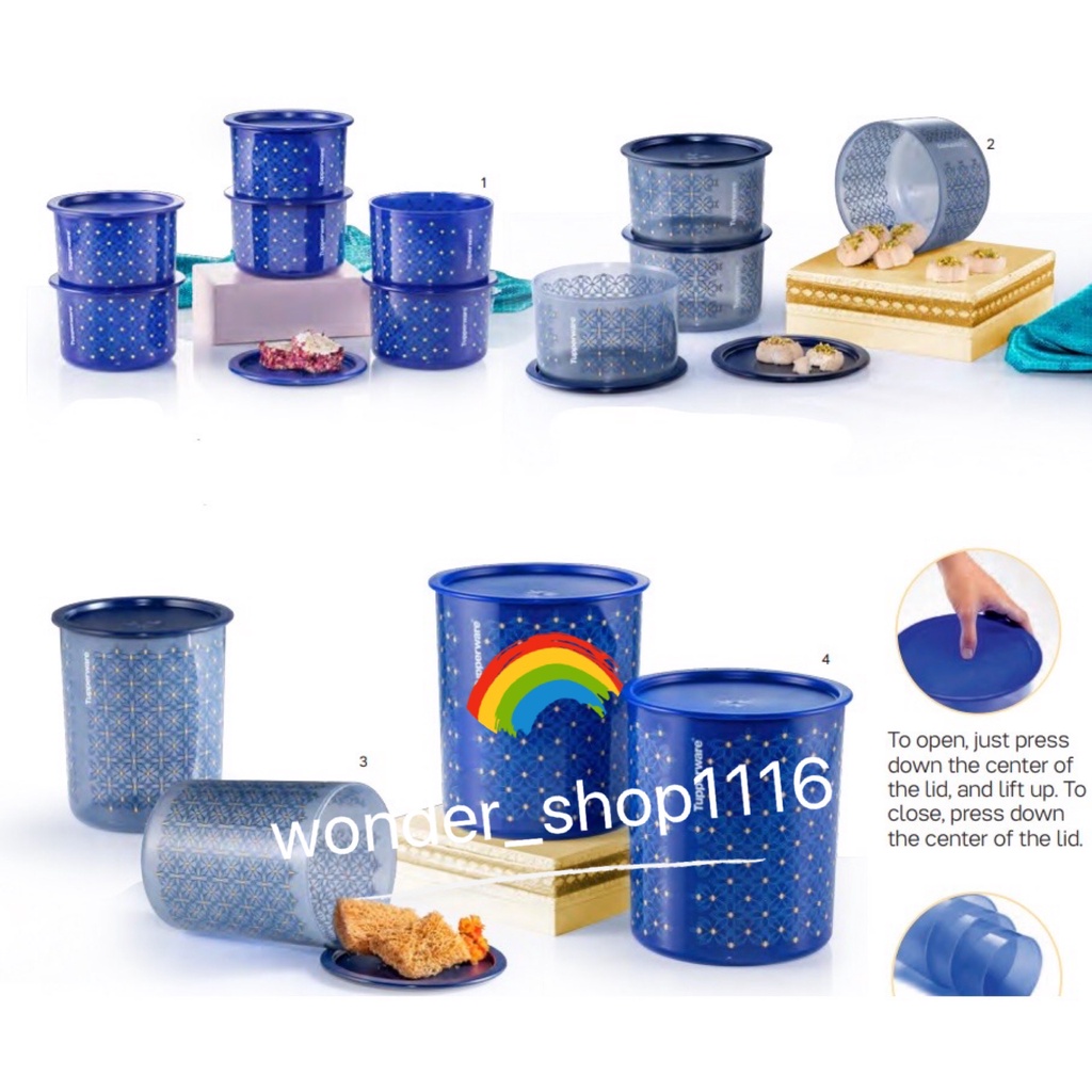 💥RAYA 2022💥 Tupperware Royale Blue One Touch 600ml/950ml/2L/4.3L ...