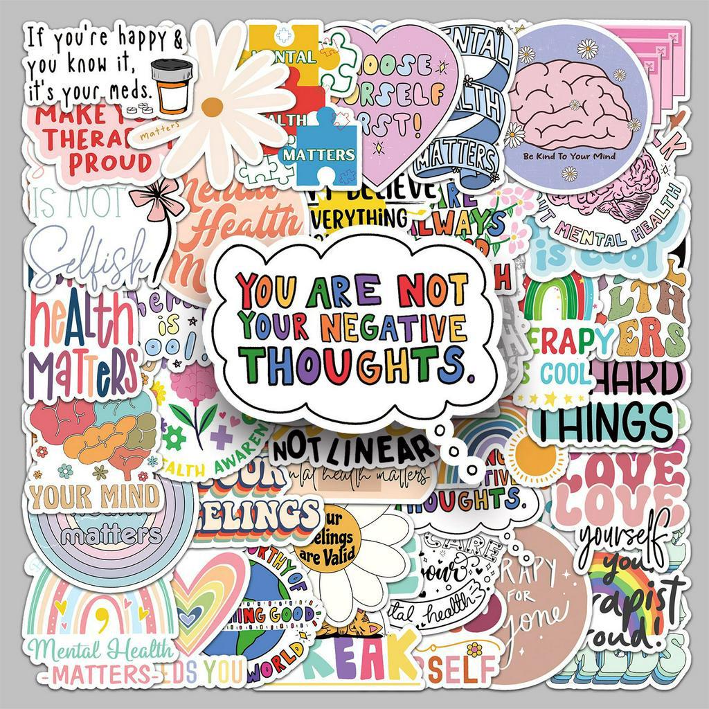 50PCS Mental Health Motivation Stickers - Waterproof Vinyl Decals for ...