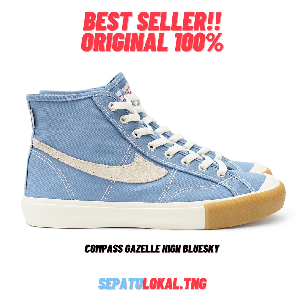 100% Original Sky Blue Gazelle High Compass Shoes!! | Shopee Malaysia