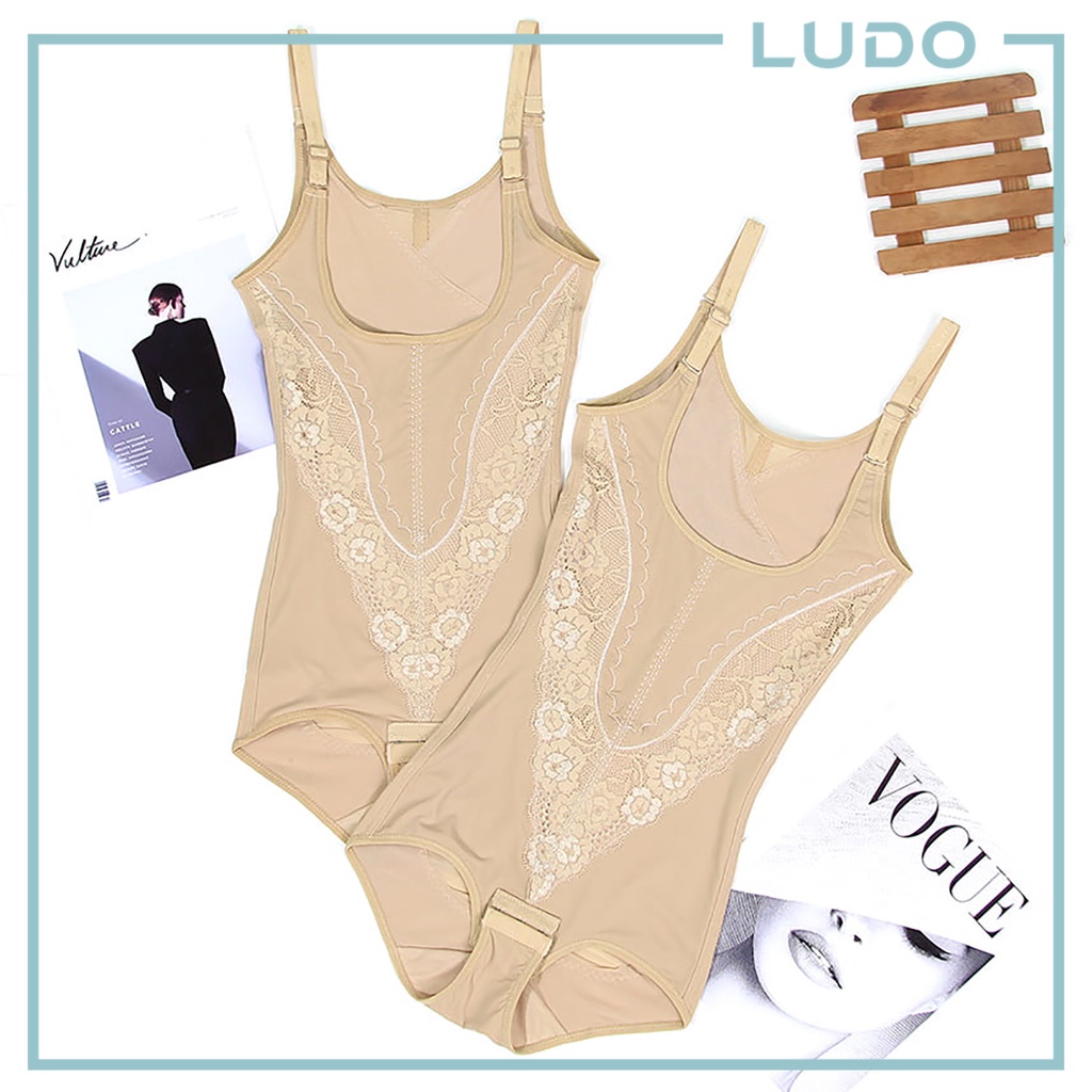 [𝗟𝗨𝗗𝗢] 1 Piece Full Body Shaper Open Crotch Adjustable Strap Shapewear