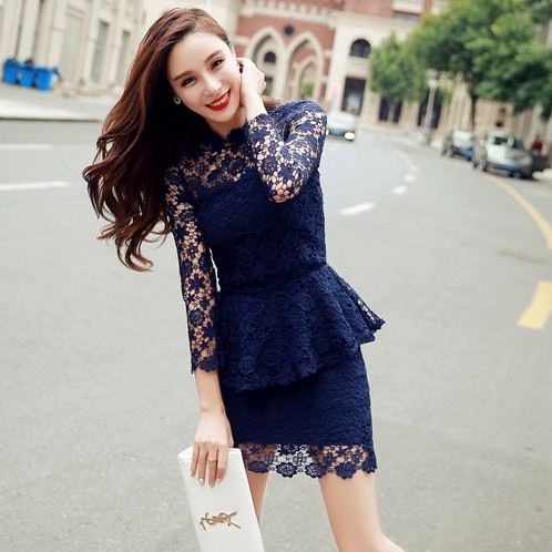 Lace clearance peplum dress