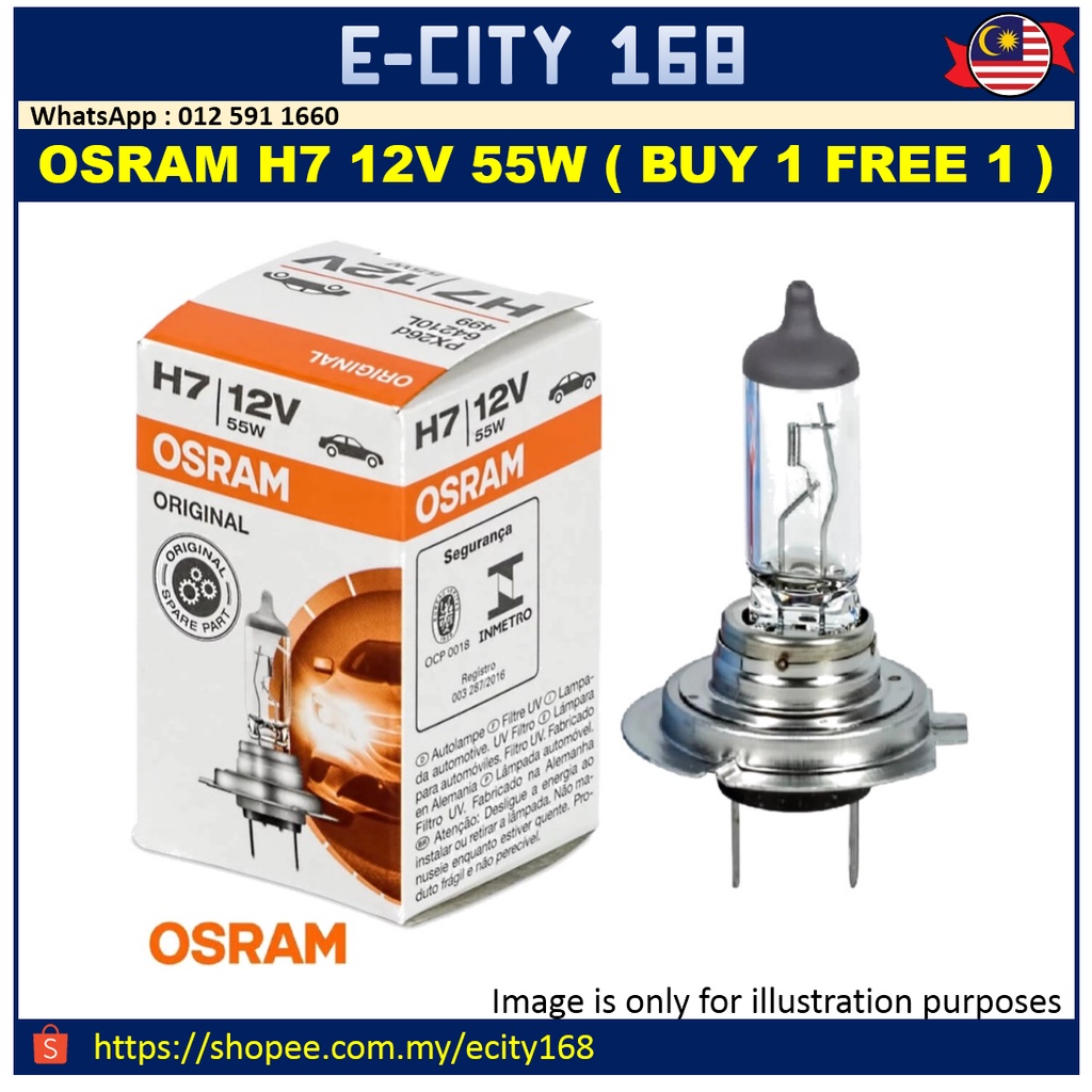 OSRAM Bulb H7 12V 55W Headlights ( BUY 1 FREE 1 ) Shopee Malaysia