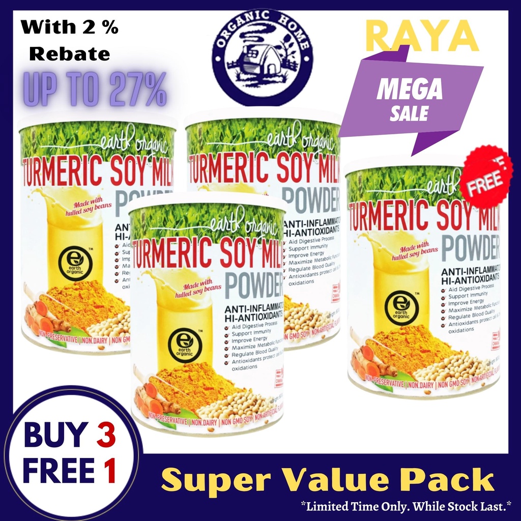 4x Earth Organic Turmeric Soy Milk Powder 有机姜黄豆奶 800g Shopee Malaysia