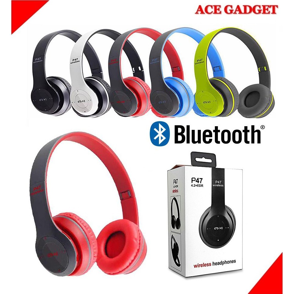 Ready stock P47 Bluetooth Headphone Extra Bass Wireless